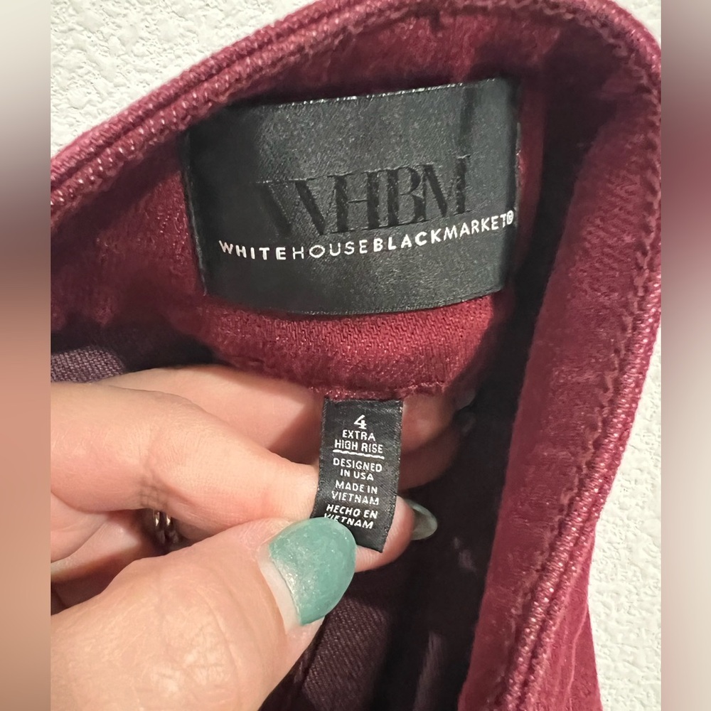 WHBM Extra High Rise Trouser Pants Burgundy Wine Size 4 - Picture 2 of 8
